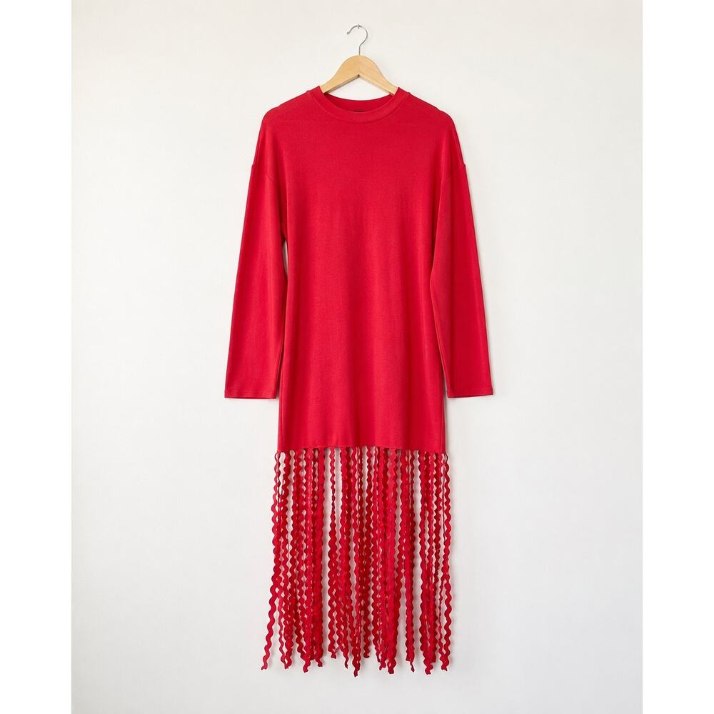 Simon Miller Women's Wallis Knit Fringe Dress Coral Red XS - Picture 8 of 13